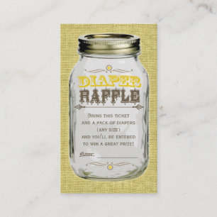 Cartão De Informações Mason Jar Baby Yellow Fralda Raffle Ticket