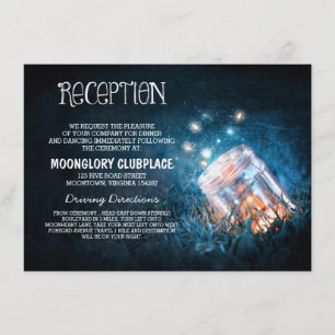 Cartão De Informações Mason jar pirilampos recepção de casamento azul no