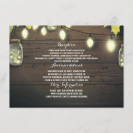 Cartão De Informações Mason Jars Lights Casamento outono Guest Informati