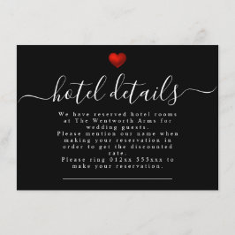 Cartão De Informações Material de Casamento de Coração Vermelho Simples