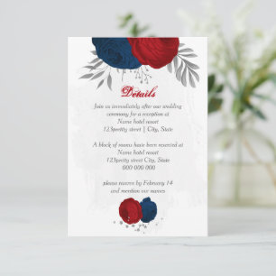 Cartão De Informações matrimônio botânico de prata, flores azuis e marin