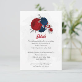 Cartão De Informações matrimônio botânico de prata, flores azuis e marin