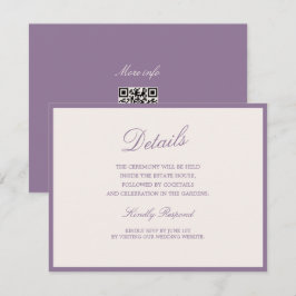 Cartão De Informações Mauve Garden Wedding QR Details Card