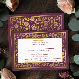 Cartão De Informações Mauve Royal Medieval Sword Wedding RSVP