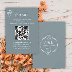 Cartão De Informações Meadow Flowers Blue Cinza Scan QR Details card