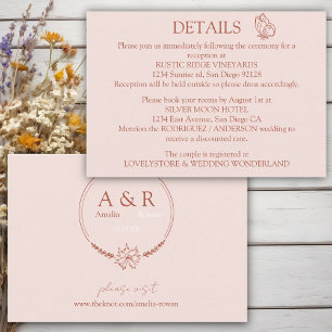 Cartão De Informações Meadow Flowers Misty Rosa Wedding Details