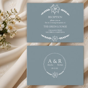 Cartão De Informações Meadow Flowers, Recepção de casamento Cinza Azul