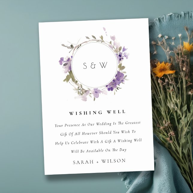 Cartão De Informações Meadow Lilac Floral Wreath Wreath Wishing Bem (Criador carregado)