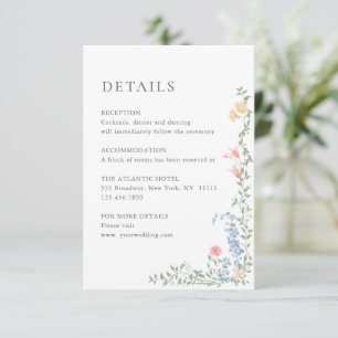 Cartão De Informações Meadow Pastel Rosas Franceses Detalhes do Casament