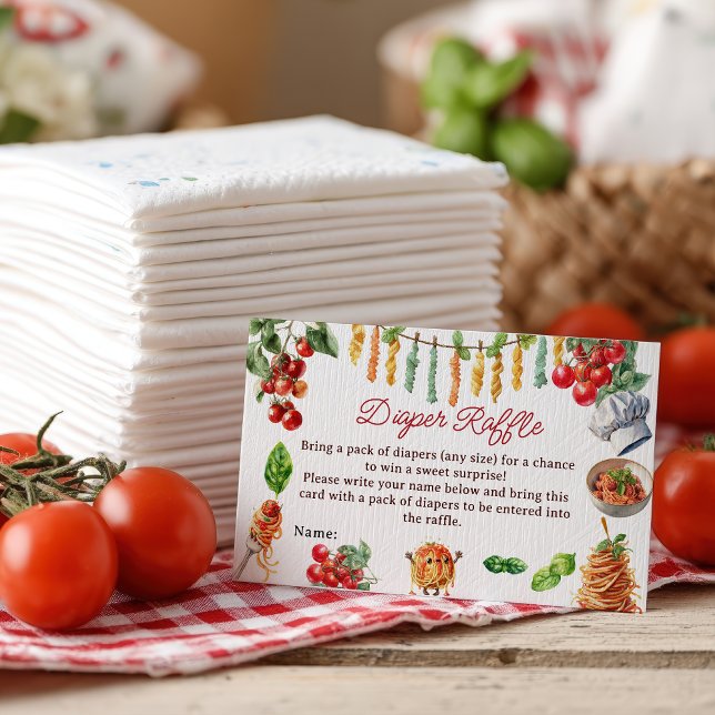 Cartão De Informações Meatball Italian Pasta Baby Shower Diaper Raffle (Meatball Italian Pasta Baby Shower Diaper Raffle Enclosure Card)