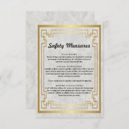 Cartão De Informações Medidas de Segurança de Mármore Geométrico Dourado