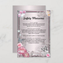 Medidas De Segurança Florais E Borboletas Rosa