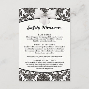 Cartão De Informações Medidas de Segurança para Casamento de Damask Ele