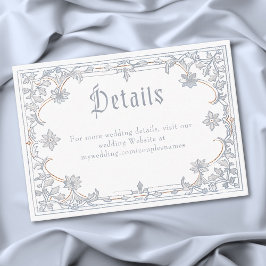 Cartão De Informações Medieval Fantasy Frame Blue Gold Etching Wedding