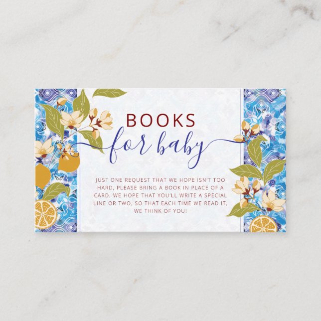 Cartão De Informações Mediterranean Lemon Amalfi Coast Baby Shower (Frente)