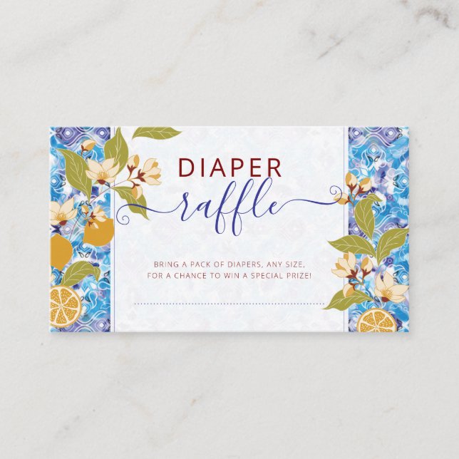 Cartão De Informações Mediterranean Lemon Amalfi Coast Baby Shower (Frente)