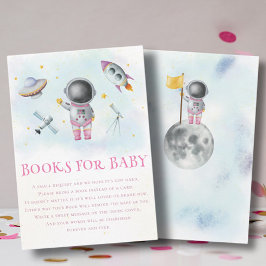 Cartão De Informações Menina espacial Astronauta foguete estrela Livros