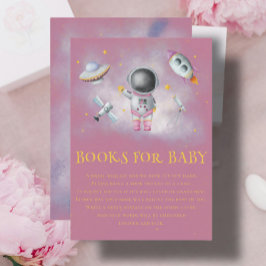 Cartão De Informações Menina espacial Astronauta foguete estrela Livros
