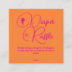 Cartão De Informações Menina Minimalista Faz Um Ano Fada Diaper Raffle