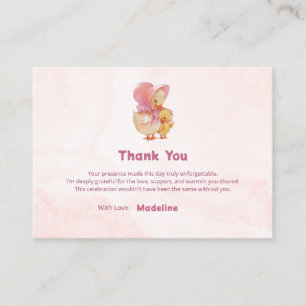 Cartão De Informações Menina Patinha Rosa Aquarela Obrigada