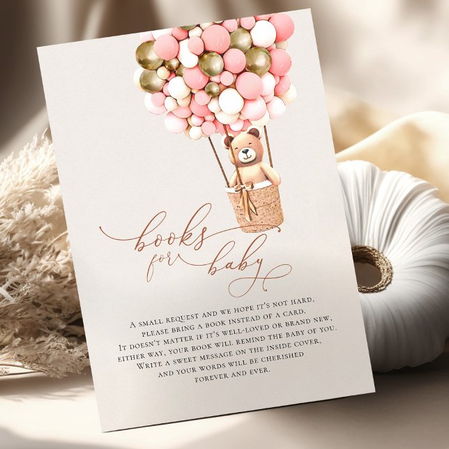 Cartão De Informações Meninas Douradas rosa Ursinhos Balões Bebês (Criador carregado)