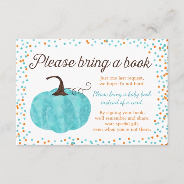 Cartão De Informações Menino de Abóbora em Aquarela Chuvada de Bebê Trag (Frente)