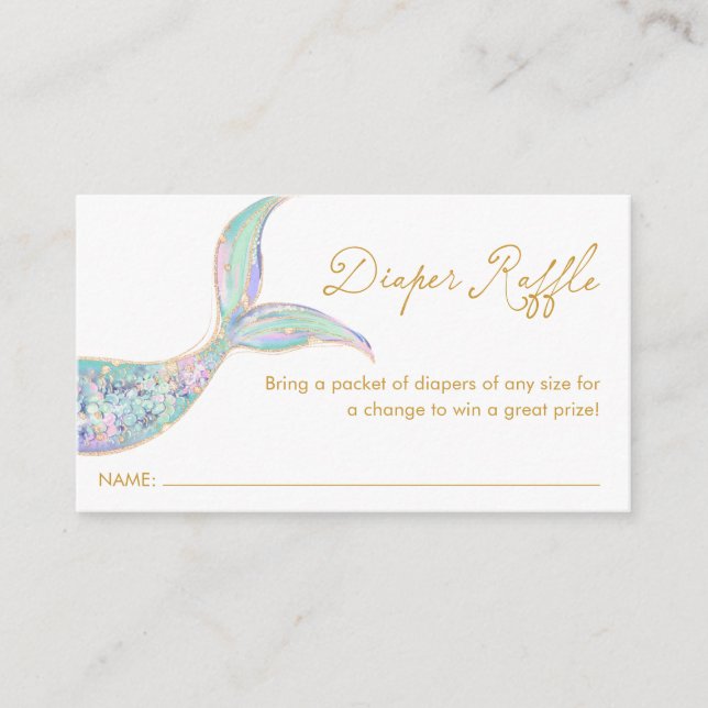 Cartão De Informações Mermaid Diaper Raffle Ticket Enclosure Card (Frente)