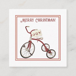 Cartão De Informações Merry Christmas Vintage Tricycle Joy Gift Tag