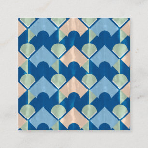 Cartão De Informações Metallic blue geometric diamond shapes