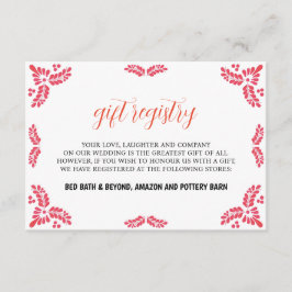 Cartão De Informações Mexican Talavera Orange Floral Minimalist Wedding