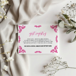 Cartão De Informações Mexican Talavera Pink Floral Minimalist Wedding
