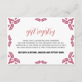 Cartão De Informações Mexican Talavera Red Floral Minimalist Wedding