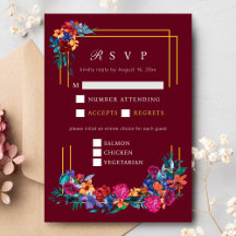 Mexicano Fiesta Flower Weding Burgundy RSVP