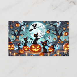 Cartão De Informações Midnight Magic: Black Cats & Pumpkins Halloween