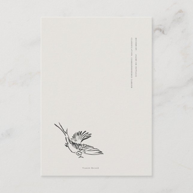 Cartão De Informações Migratory Swallow- Envelope Insert Enclosure Card (Frente)