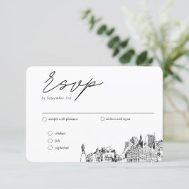 Cartão De Informações Milwaukee Wedding Tradicional RSVP Opções de Refei