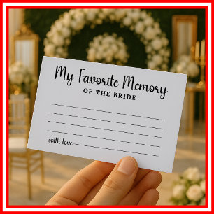 Cartão De Informações Minha Memória Favorita do Chá de Noiva Casamento