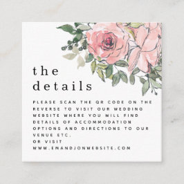 Cartão De Informações MINI Blush Florals Código QR Detalhes do Casamento