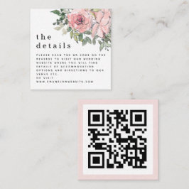 Cartão De Informações MINI Blush Florals Código QR Detalhes do Casamento