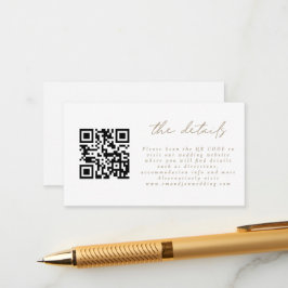 Cartão De Informações Mini Código QR Simples Dourado Grafia Detalhes do 