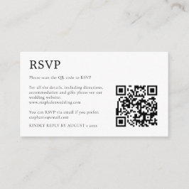 Cartão De Informações MINI RSVP Código QR Simples Preto e Branco