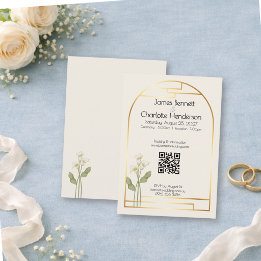 Cartão De Informações Minimal Art Nouveau Gold Arch Calla Lily Wedding
