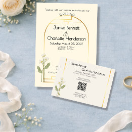 Cartão De Informações Minimal Art Nouveau Gold Frame Calla Lily Wedding