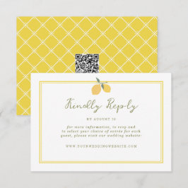 Cartão De Informações Minimal Lemon Amalfi Coast QR Code Wedding RSVP
