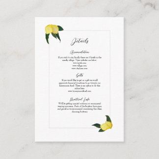 Cartão De Informações Minimal Oil Painted Lemons Enclosure Card