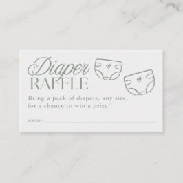 Cartão De Informações Minimal Sage Green Baby Shower Diaper Raffle