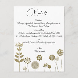 Cartão De Informações Minimalismo Floral Suave e Dourado do Elegante Ete