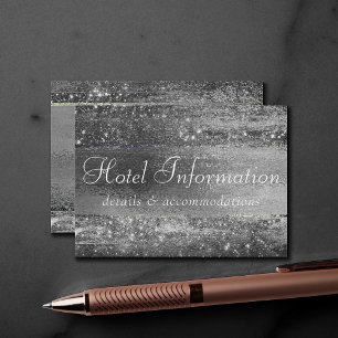 Cartão De Informações Minimalismo Glitzy Informações do Silver Shine