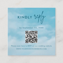 Cartão De Informações Minimalist Blue Sky Just Love Wedding RSVP Card