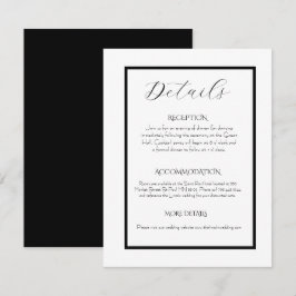 Cartão De Informações Minimalist Elegant Black & White Wedding 